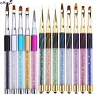 Monja дизайн ногтей Стразы ручка акриловый поли УФ гель порошок расширение резьба строитель линия рисунок в полоску Кисть-инструмент для маникюра