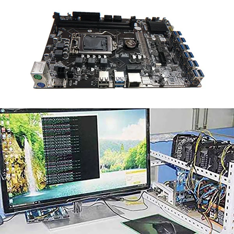 Материнская плата B250C 12P подходит для LGA1151 12 USB3.0 PCIE слот GPU + G4400 CPU DDR4 4G 2666 МГц |