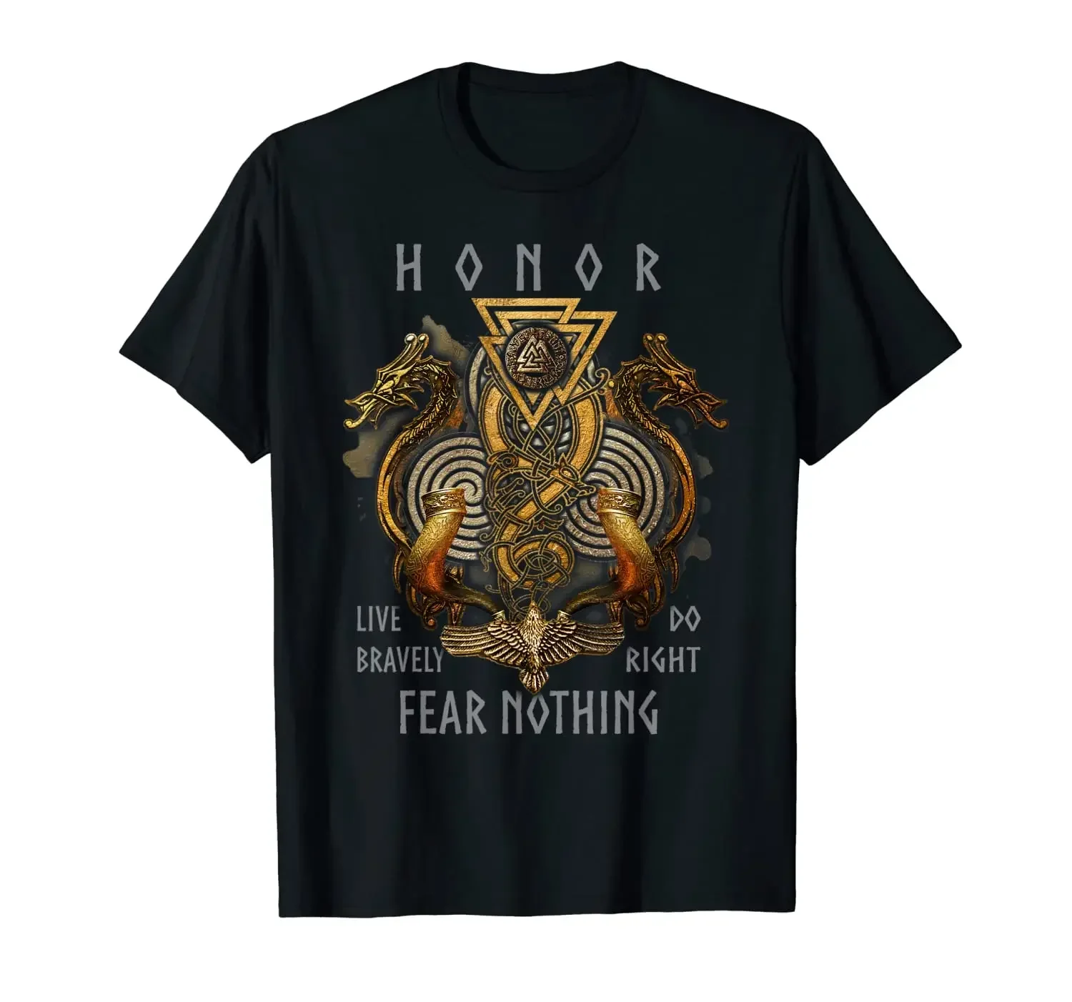 Футболка Norse Valknut Rune Odin Strength Honor Valhalla 100% хлопок с круглым вырезом летняя