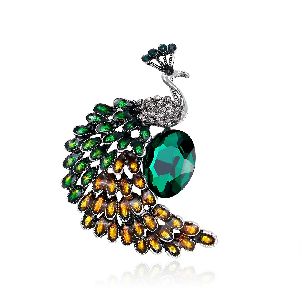 

TULX Rhinestones Peacock Brooches Luxury Women's Clothing Accessories Beautiful Animal Bird Banquet Wedding Jewelry Female Gift