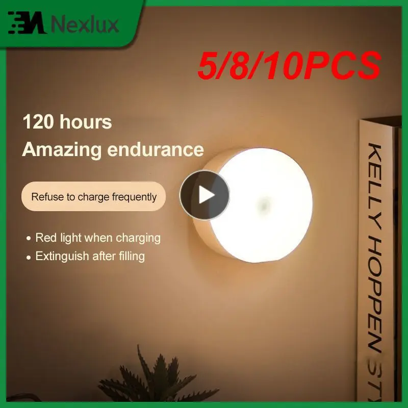 

5/8/10PCS Round Wall Lights Mini Touch Control Nightlight 0.6w Wireless Led Night Light 3 Modes Portable Dimming Night Lamp