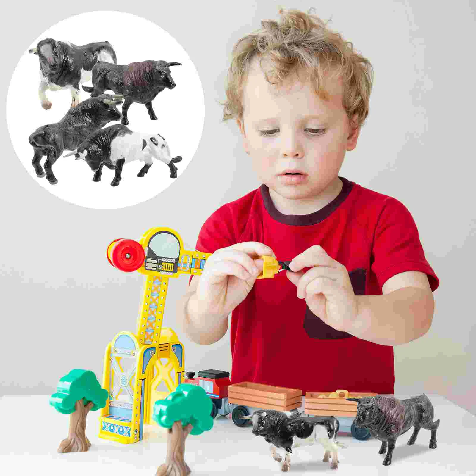 

4pcs Miniature Cow Ornaments Bonsai Cow Models Desktop Mini Cow Figurines Wall sculpture