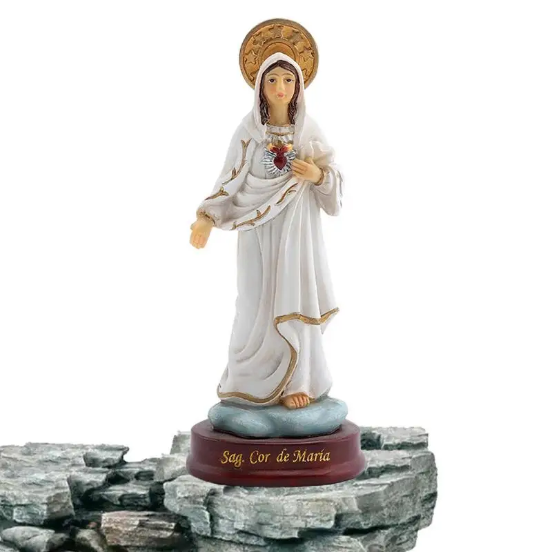 

Virgin Mary Statue Resin Christianity Sculpture Handmade Figurine Crafts For Decorating Your Tabletop Study Bedside End Table