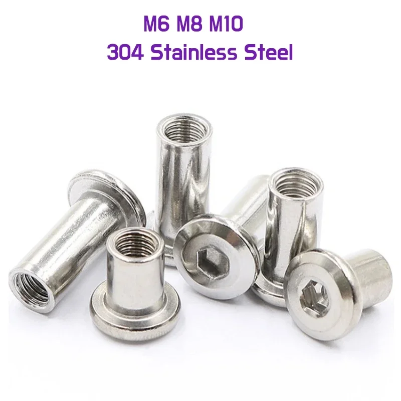 

Большая плоская Шестигранная головка M6 M8 M10 304 из нержавеющей стали, мебельная заклепка, соединительная втулка, гайка