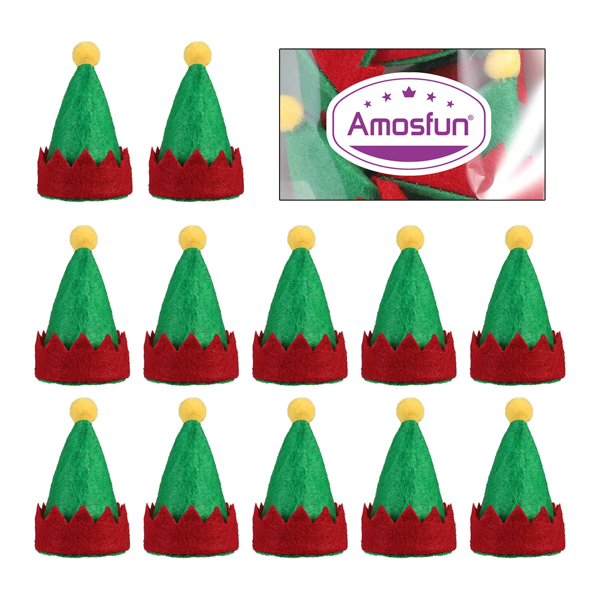 Amosfun 12 шт. мини-рождественские шапки с эльфами дизайнерские леденцы декор