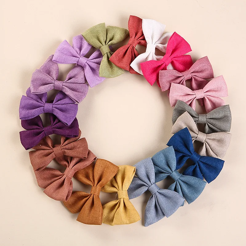 

Sweet Bow Hairpins Solid Color Linen Bowknot Hair Clips For Girls Cloth Butterfly Barrettes Headwear Clip Kids Hair Accessories