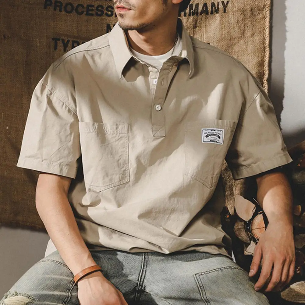 

Рубашка-карго с коротким рукавом, на пуговицах, удобная простая износостойкая рубашка-карго с несколькими карманами