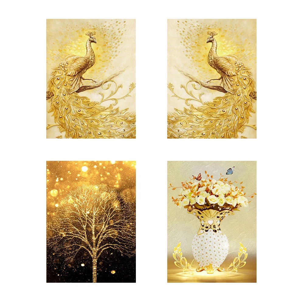 

Golden Peacock 5D Diamond Painting DIY Diamond Cross Stitch Full Diamond