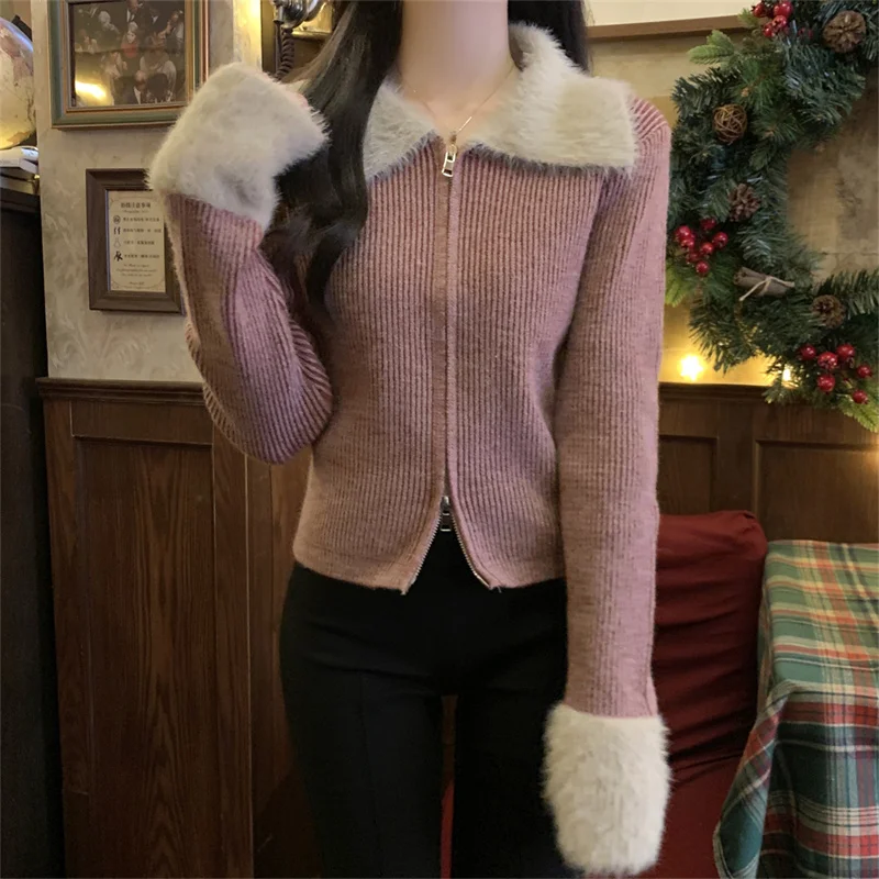 Новинка осенне-зимняя модная куртка с меховым воротником и длинным рукавом