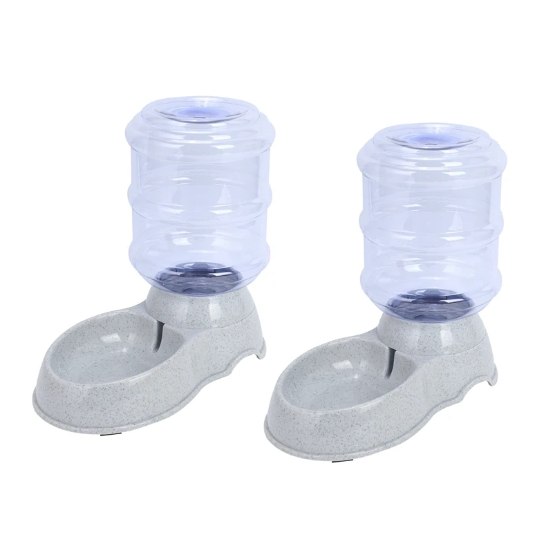 

2X 3.5L Large Automatic Pet For Cats Dogs Plastic Dog Food Bowl Pets Dispenser Water