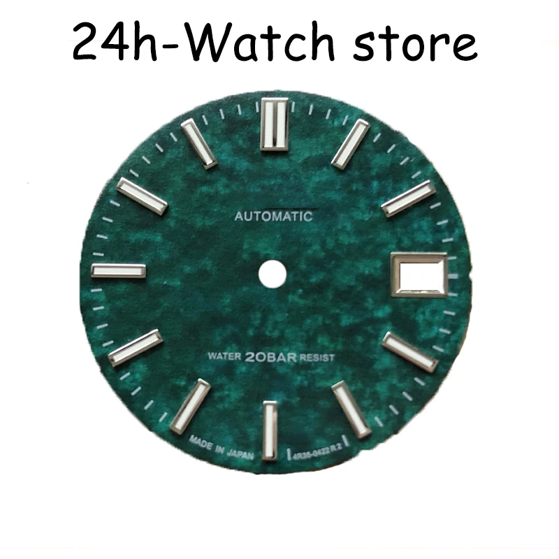 Enlarge 24hours-Watch dial with s logo and GS logo Snow mist surface fit nh35 movement and 4r36 skx007/skx009 blue lume