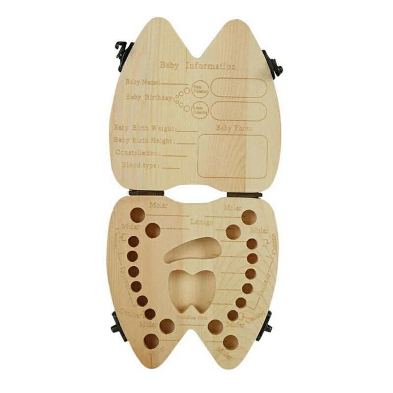 

Baby Tooth Storage Box Wooden Milk Teeth Memory Organizer Keepsake Box for Child