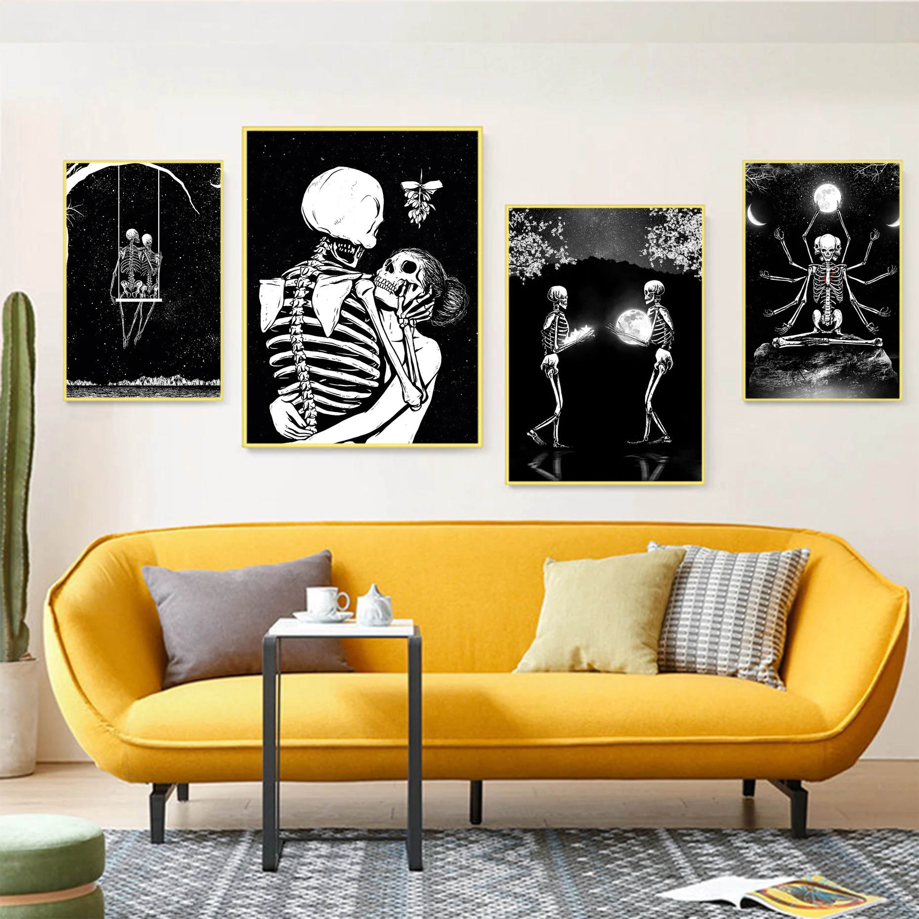 

Simple Skull Love Married In Love Classic Anime Poster Kraft Paper Sticker DIY Room Bar Cafe Stickers Wall Painting