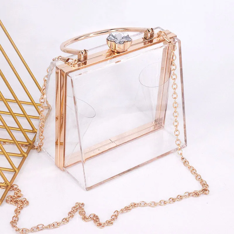 

Акриловая женская сумка, металлический портативный кошелек на плечо, женская сумка-бокс, 2022 прозрачная роскошная дизайнерская вечерняя сум...