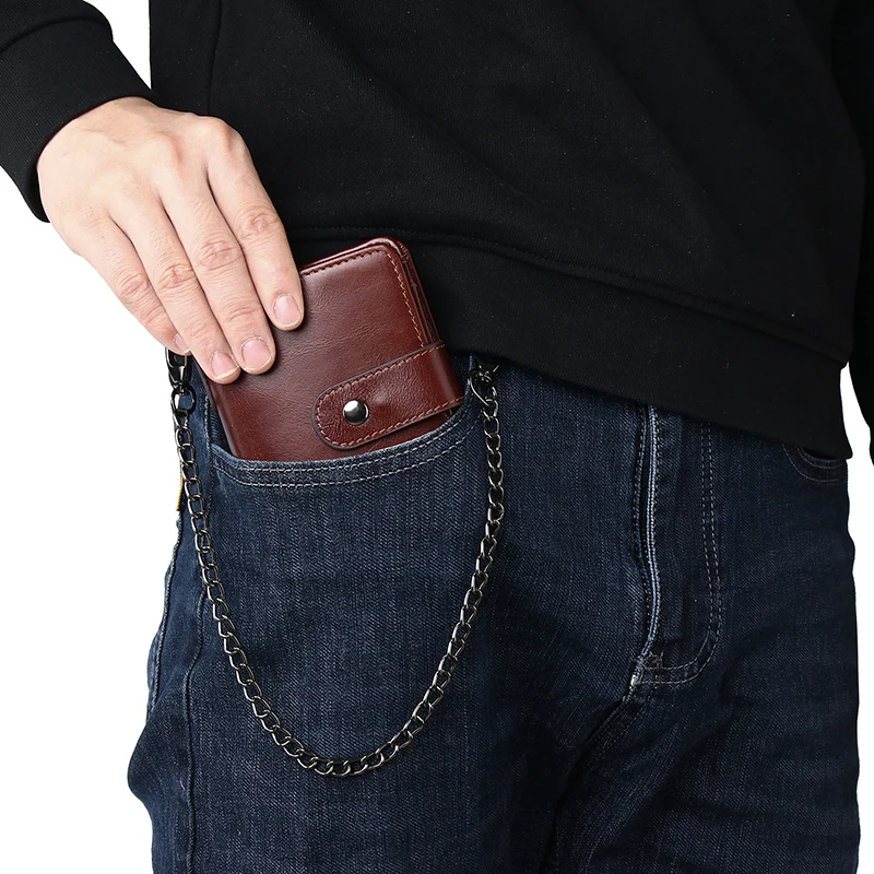 Мужской кожаный кошелек винтажная молния RFID высокое качество брендовый мужской