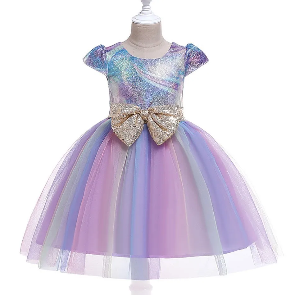 

Girl Fancy Dress Kids One-Piece Skirt Bow Teenager Vestidos Pleat Four Seasons Active Cute Elastic Pullover Clothes With Lining