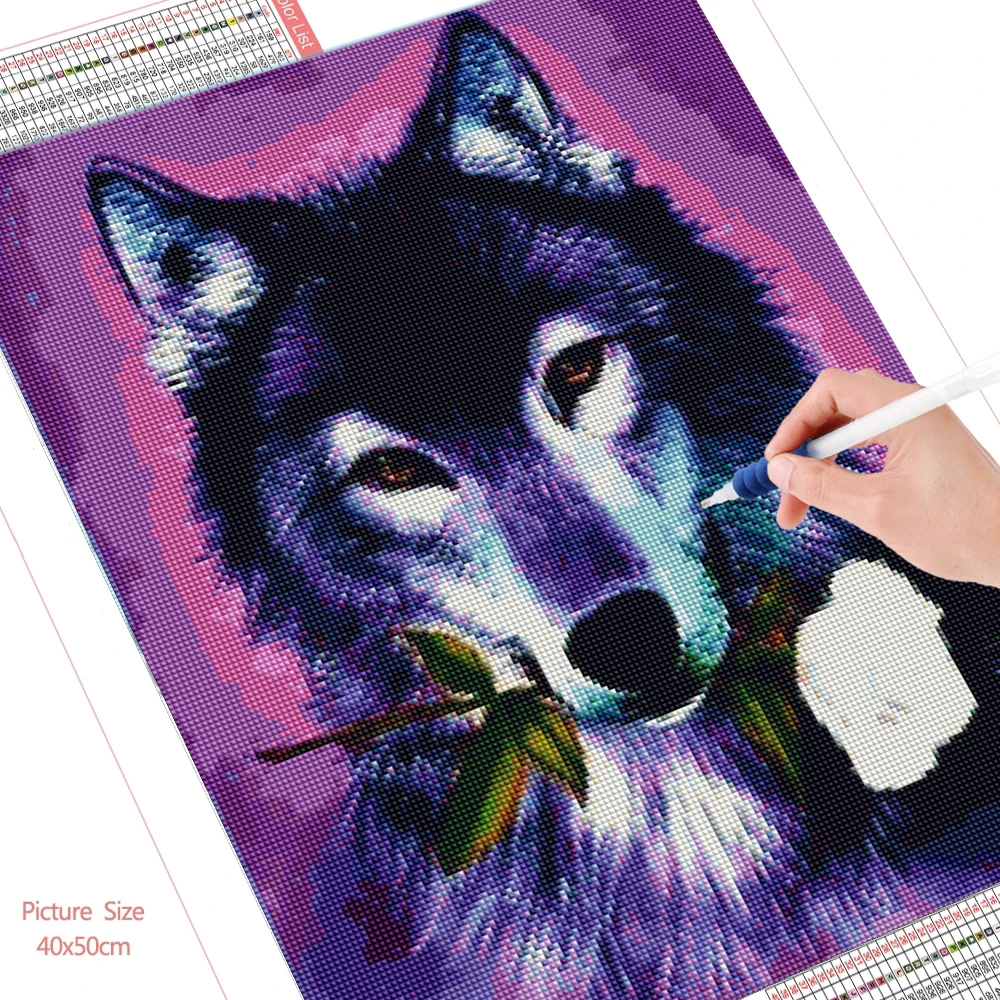 Алмазная живопись HUACAN мозаика с волком наборы для вышивки крестиком украшение