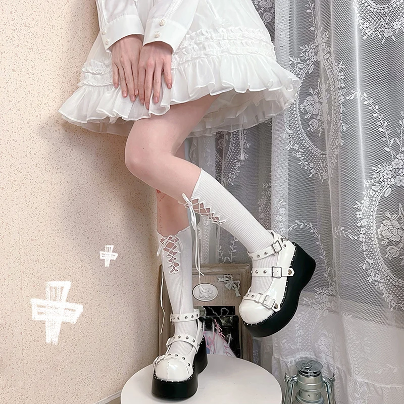 

Rock Girl Punk Gothic Japanese Hot Sexy Girl Loli Shoes Sweet Cool Thick Soled Lolita Shoe Women High Heels Rivet Pu Platform