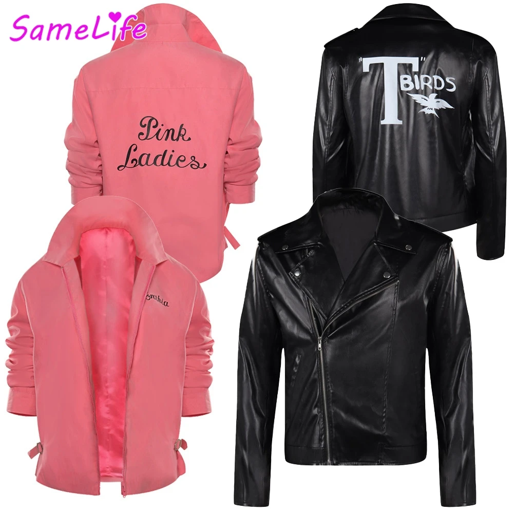 Фото Grease Danny розовый женский косплей фэнтезийная повседневная уличная одежда куртка для пары костюм ТВ музыкальная ролевая игра фантазийные наряды №1