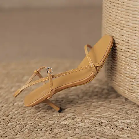 Босоножки Krazing Pot на тонком высоком каблуке, кожаные, с открытым носком