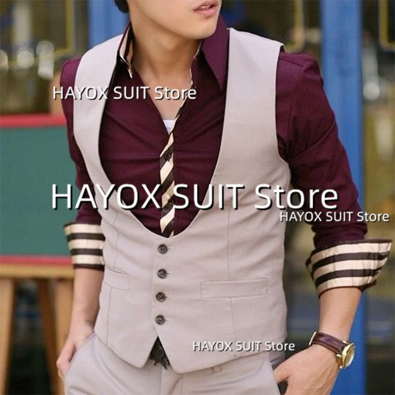 

Men's Suit Vest Slim Fit Single Breasted U Neck Sleeveless Jackets Prom Show Wedding Chalecos