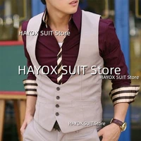 mens suit vest slim fit single breasted u neck sleeveless jackets prom show wedding chalecos
