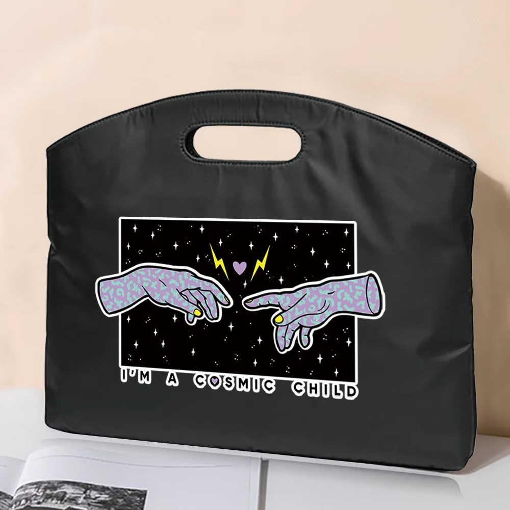 Briefcase Handbag Business Hand Series Pattern Conference Tablet Laptop Case Sleeve File Document Information Meeting Tote Bag