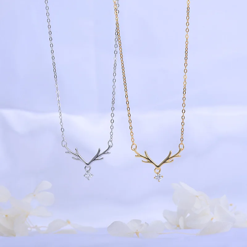 Ожерелье с оленьими рогами женское ожерелье из стерлингового серебра |