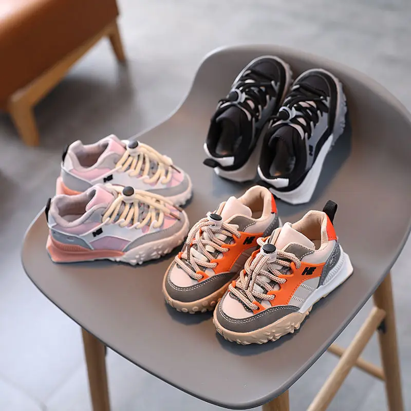 

2022 New 3 Colors Style Soft Sole Boys Girls Shoes Low-top Casual Breathable Student Sports Shoes Size 21-36 Girl Walk Sneakers
