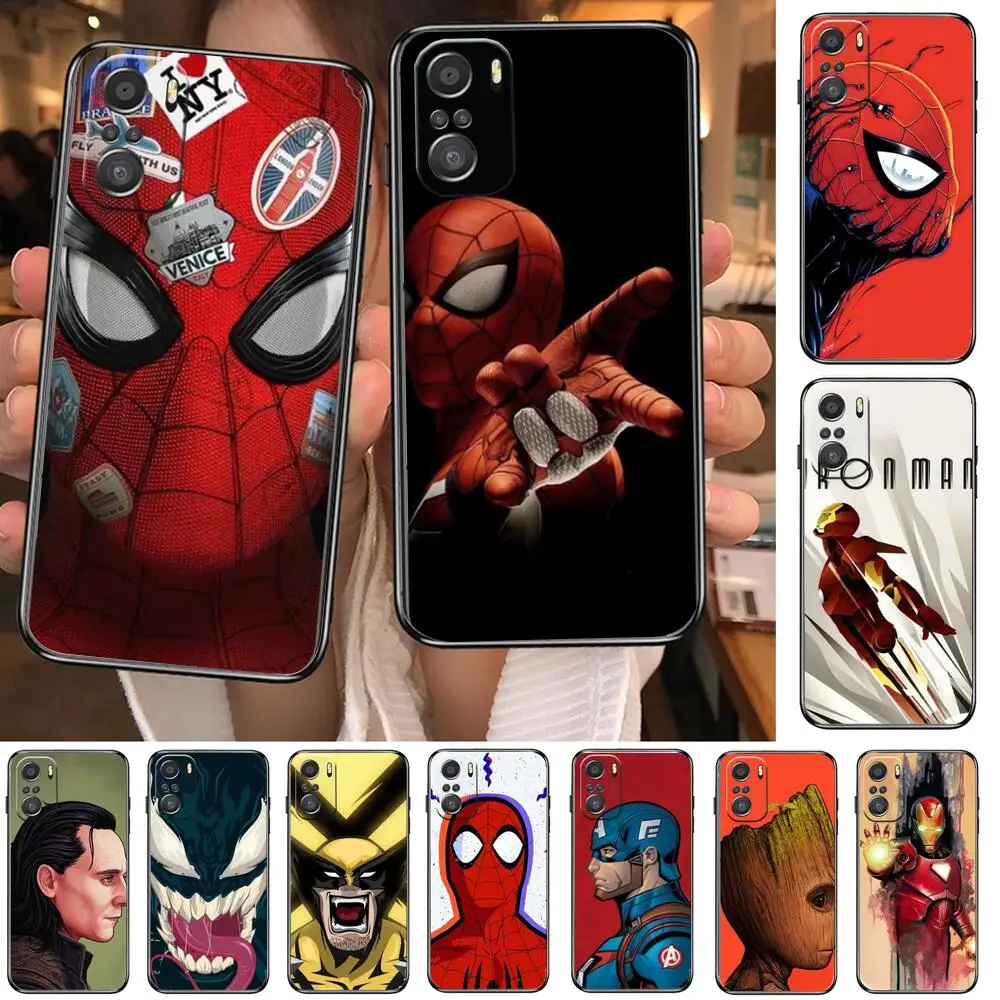 

Iron Man Spiderman For Xiaomi Redmi Note 10S 10 9T 9S 9 8T 8 7S 7 6 5A 5 Pro Max Soft Black Phone Case