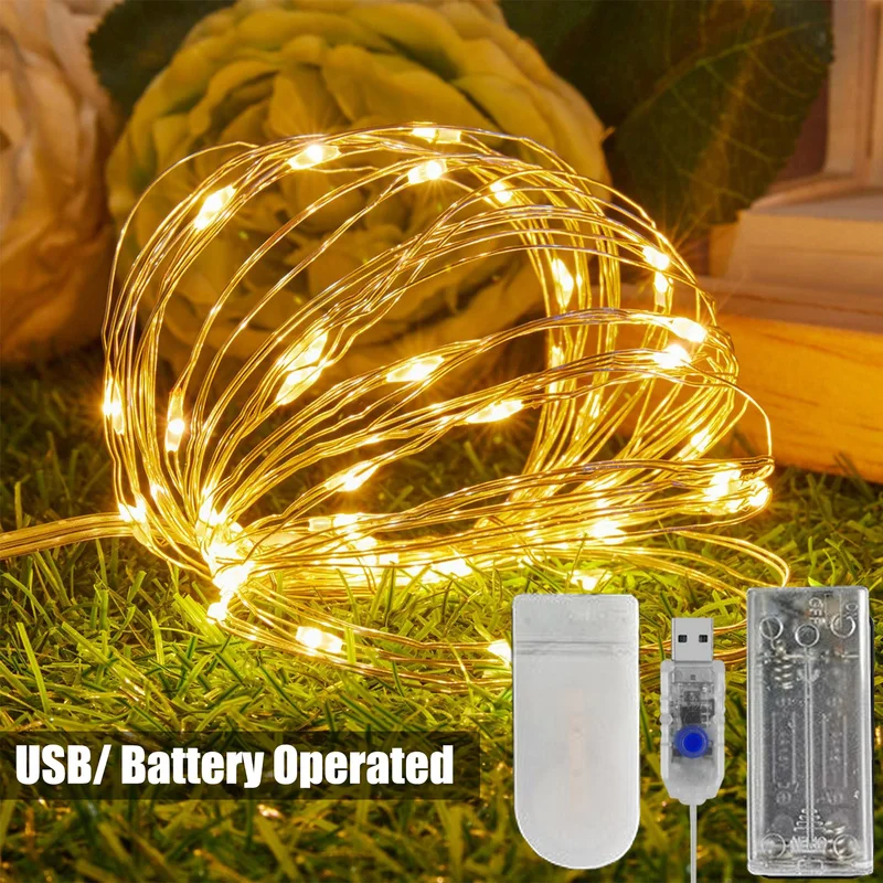 

LED Copper Wire String Lights Garland Fairy Lighting Strings Home Room Wedding Party Decors Flower Gift Box Deocration Lights