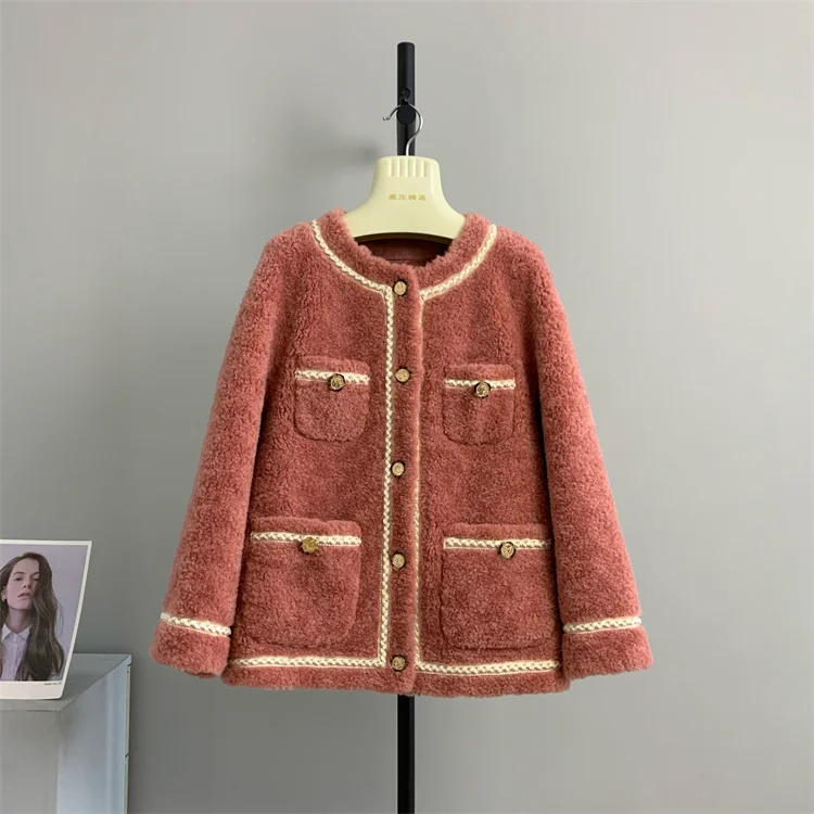 

100% genuine Classic Pra size fragrant wool composite one piece coat women's fur winter sheep shearing short style young