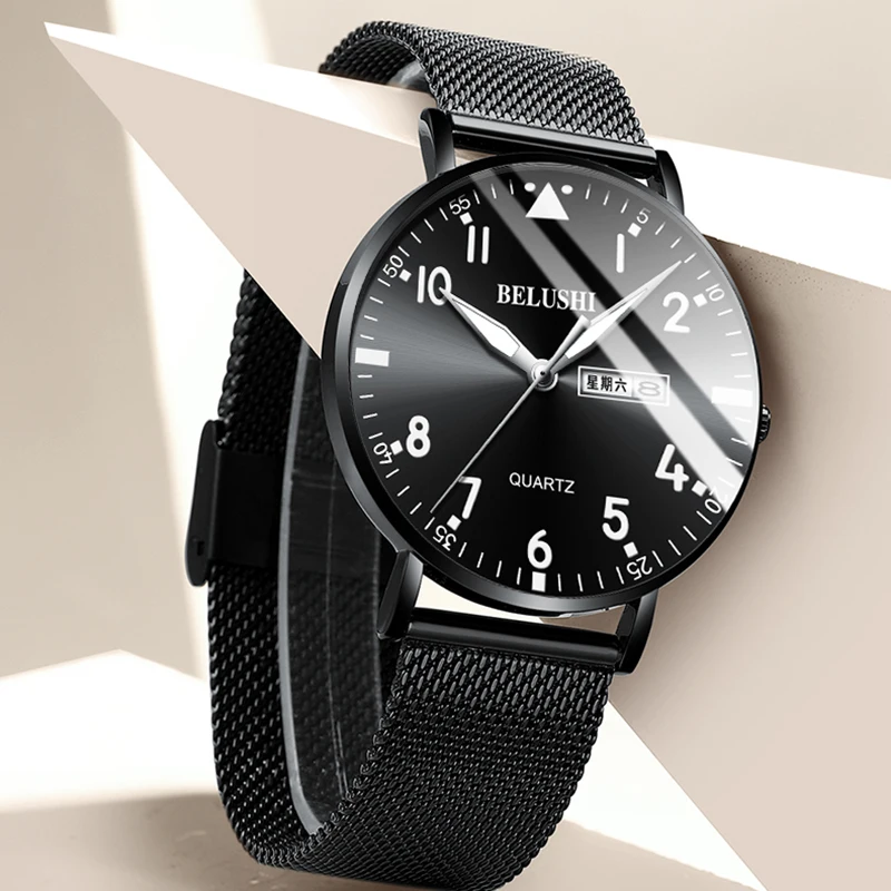 

2022 Week Date Business Mens Wristwatches Fashion Leather Waterproof Watch Men Top Brand Ultra Thin Male Clock Relogio Masculino