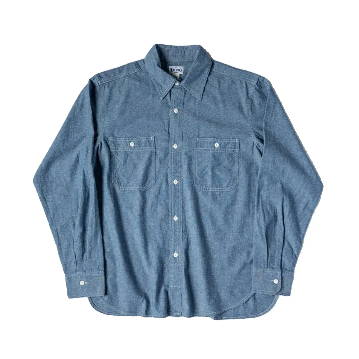 Классическая рубашка Chambray весенняя мужская рабочая с двумя карманами