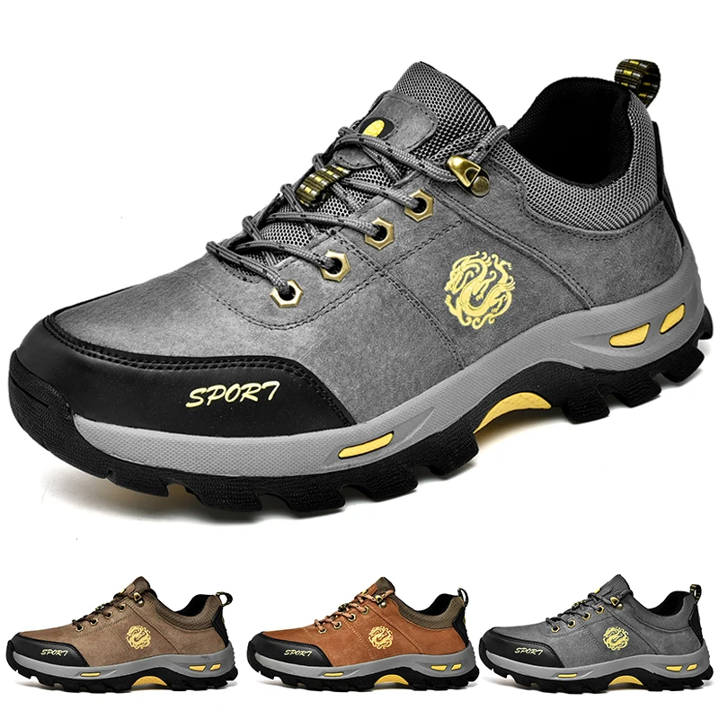

Hiking Shoes Men Leather Waterproof Outdoor Sneakers High Quality Hunting Fishing Shoes Lightweight Hiking Travel Shoes Sneakers