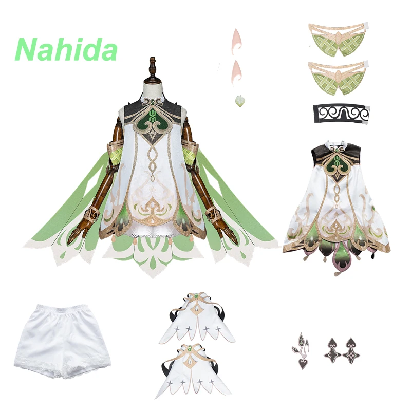 

Game Genshin Impact Nahida Cosplay Costume Full Set Role Play Outfits Uniform Lesser Lord Kusanali Wig