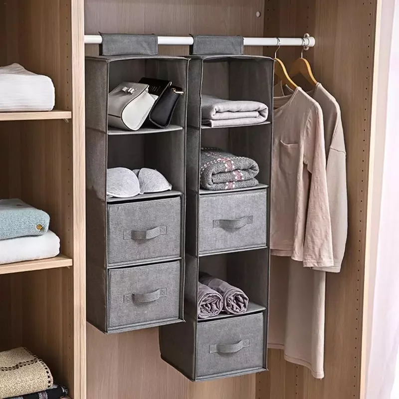 

46 Wardrobe Hanging Storage Bag Interlayer Drawer Type Clothes Hangers Holder Portable Organizer Hanging Closet Organizer