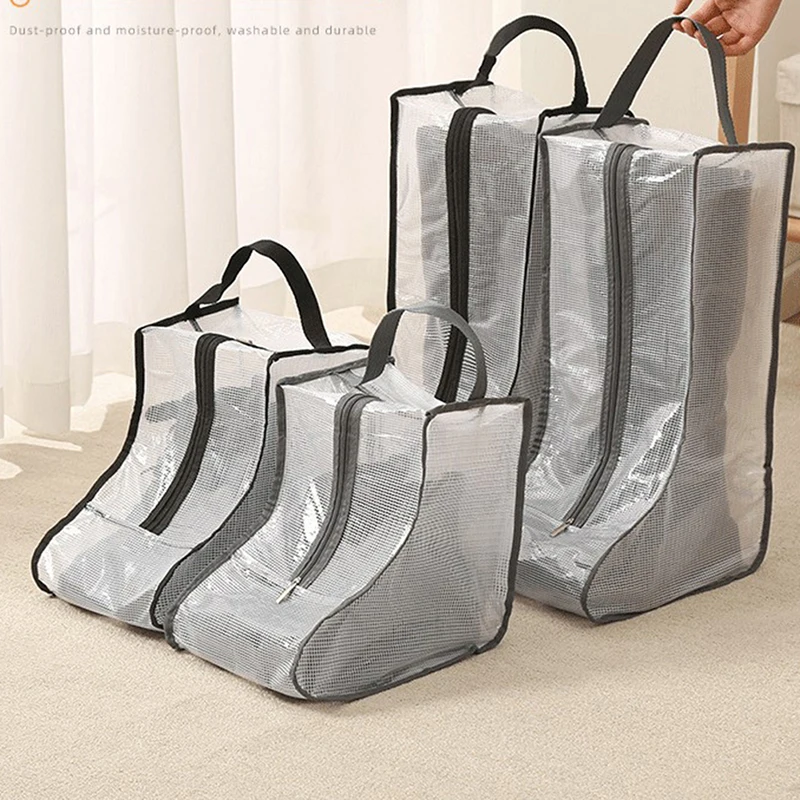 

Boot Storage Bag Zippered Portable Boots Pocket Waterproof Dustproof Transparent Shoes Protection Bag Household Travel Storage