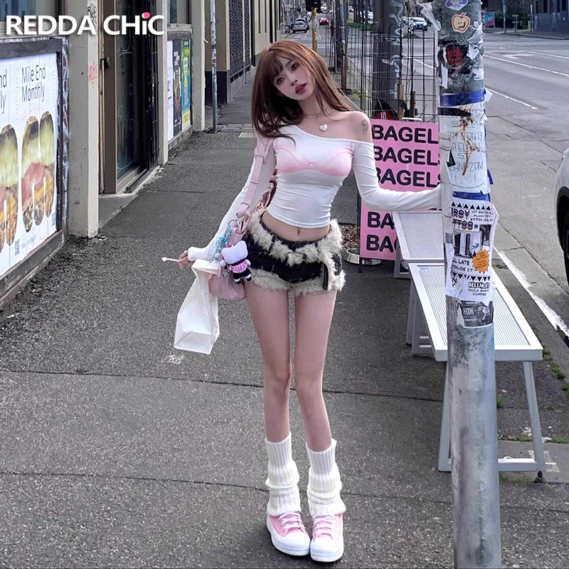 REDDACHiC Рваные джинсовые шорты в стиле гранж с поясом женские джинсы из нечеткие