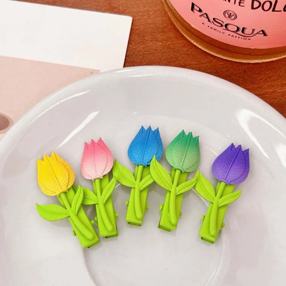 

Temperament Lovely Candy Color Tulip Flower Hairpin Korean Style Sweet Small Hair Clip for Girls Headwear