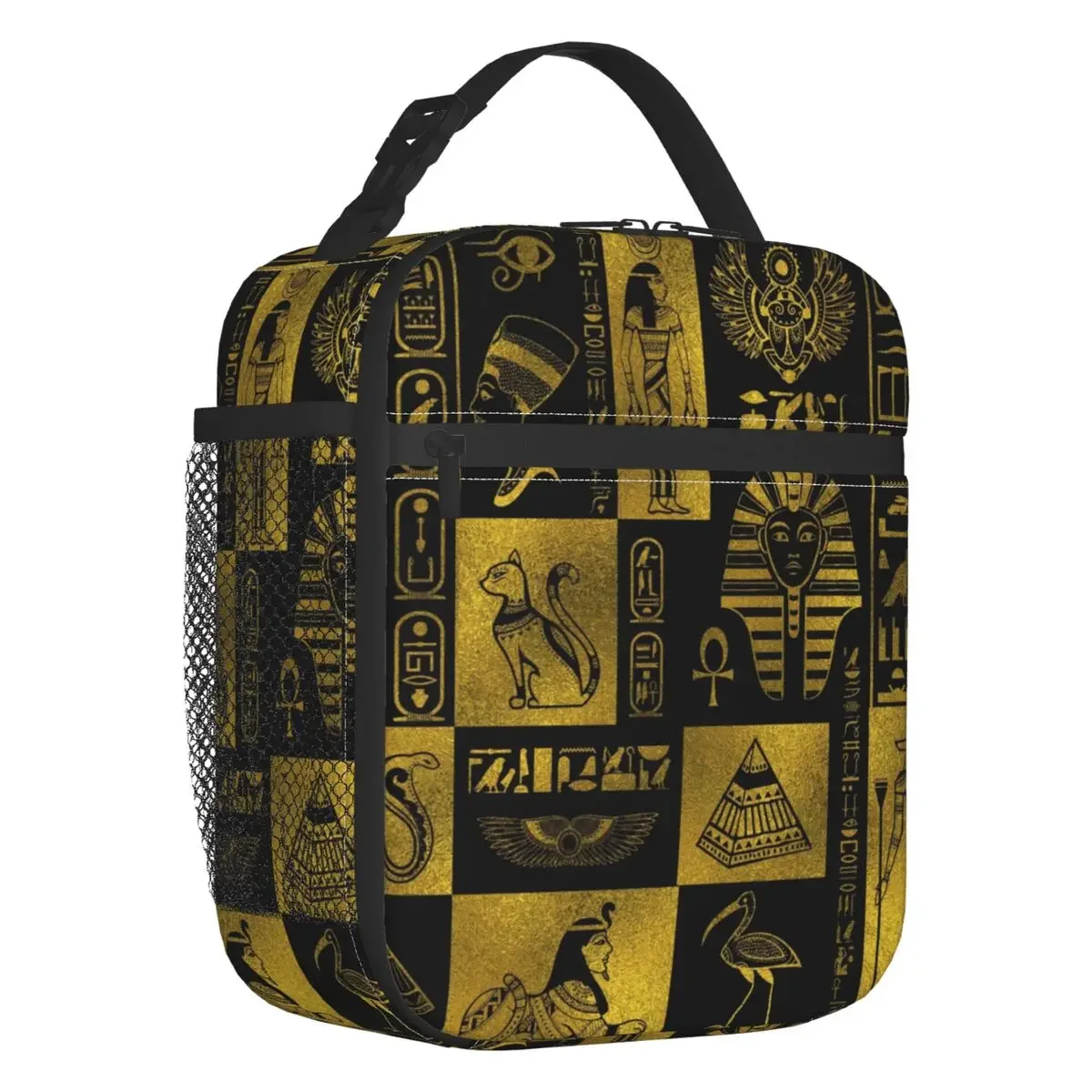Египетские золотые иероглифы и символы коллаж изолированная сумка для обеда