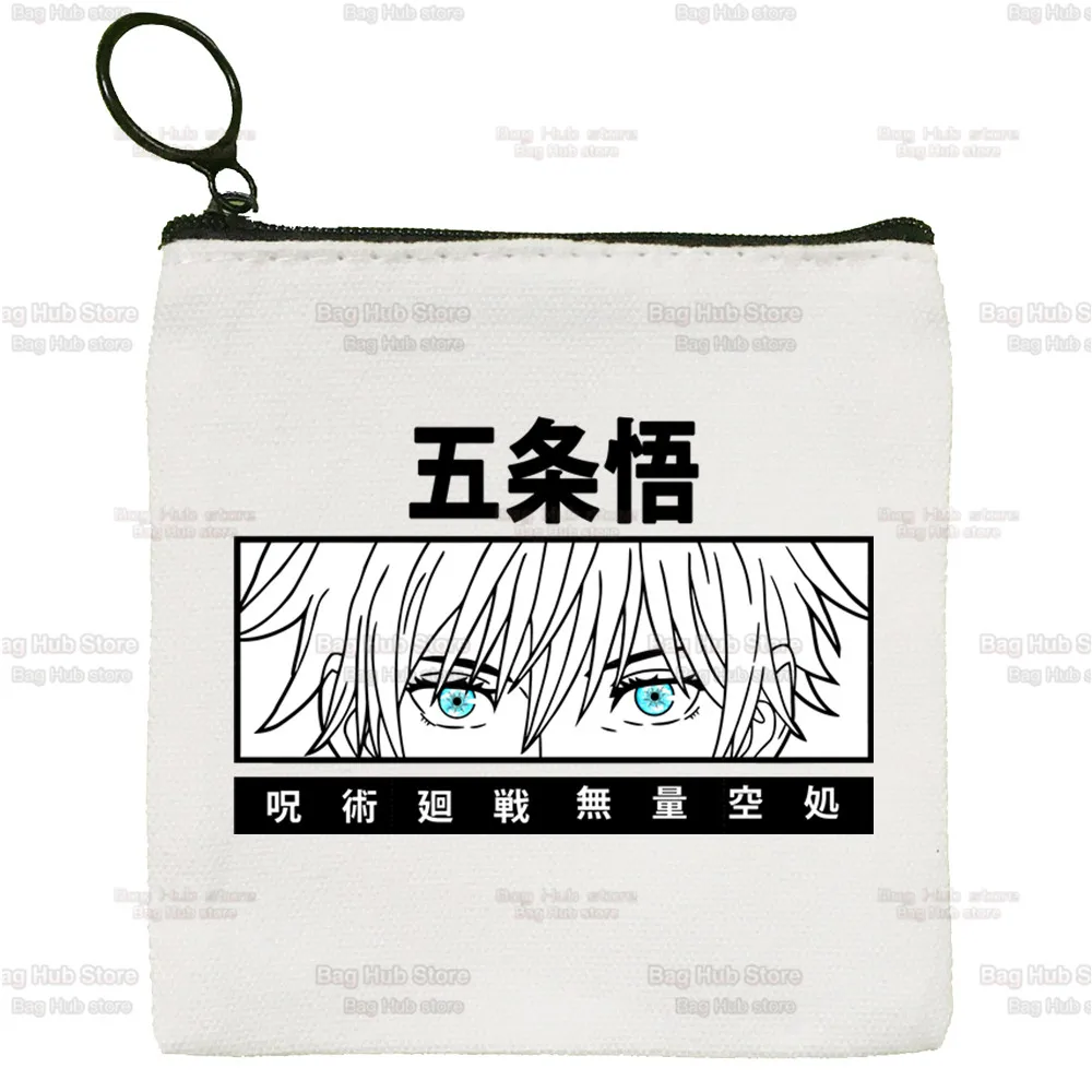 Anime Jujutsu Kaisen Gojo Satoru Yuji Itadori Canvas Coin Purse Custom Logo Storage Pouch Canvas Bag New Coin Bag Key Coin Purse