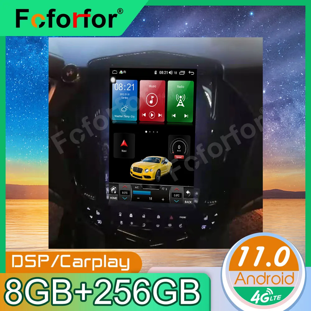 8 + 256G Android 11 8-ядерный автомобильный стерео экран для Cadillac SRX 2008 Tesla Style радио авто