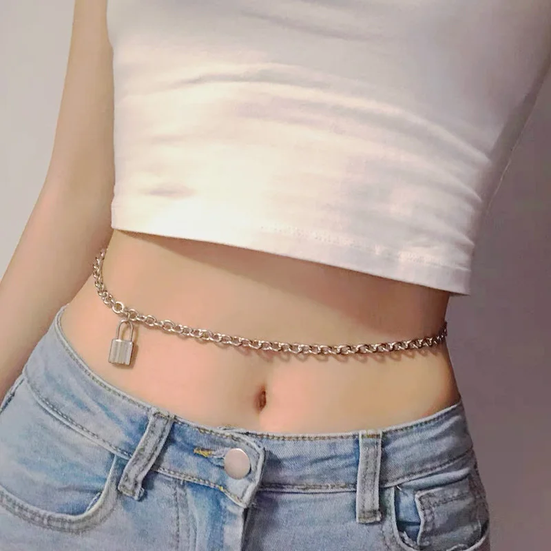 

Sexy Aesthetic Body Jewelry Gothic Hip Hop Punk Waist Chain Lock Belly Chain for Summer Girl Women Fashion Nightclub