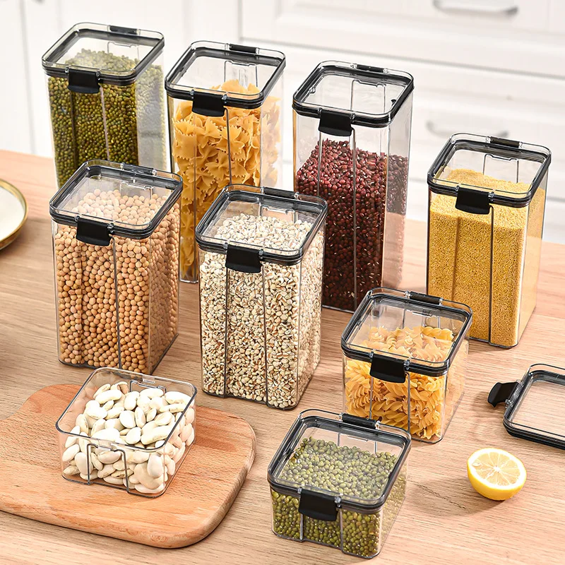 

Food Storage Container Plastic Kitchen Refrigerator Noodle Box Multigrain Storage Tank Transparent Sealed Cans Herb Tea Plastic