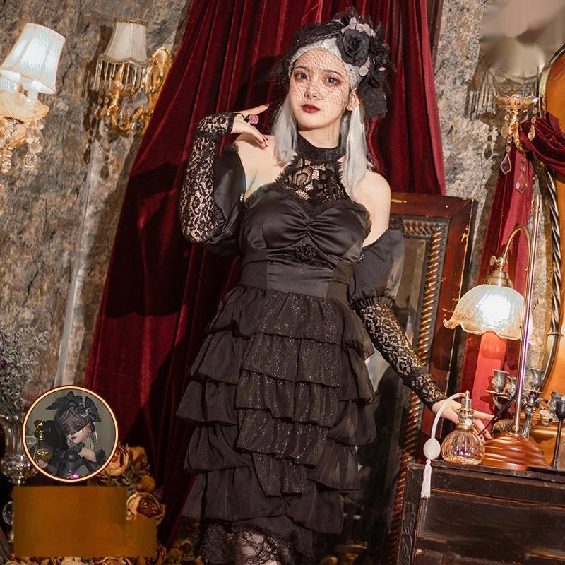 

Identity V Cosplay Vera Nair Cosplay Costume Full Set Women Black Dress Deadly Gentleness Ce Soir Ou Jamais Game Anime Clothing
