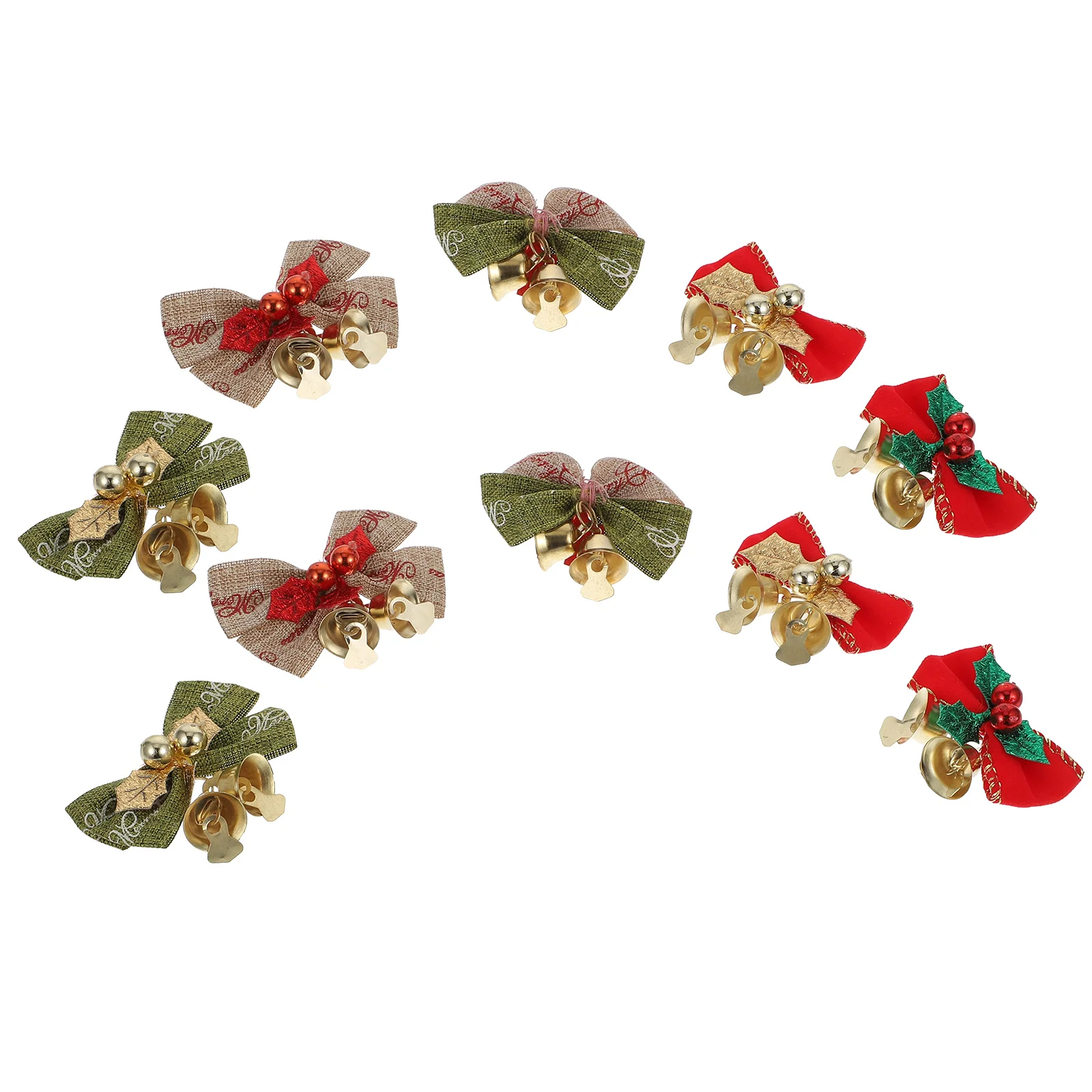 

Christmas Bows Bell Bow Bowknot Tree Decorative Topper Ornament Gift Pendants Jingle Holiday Ribbon Bells Tag Present Linen