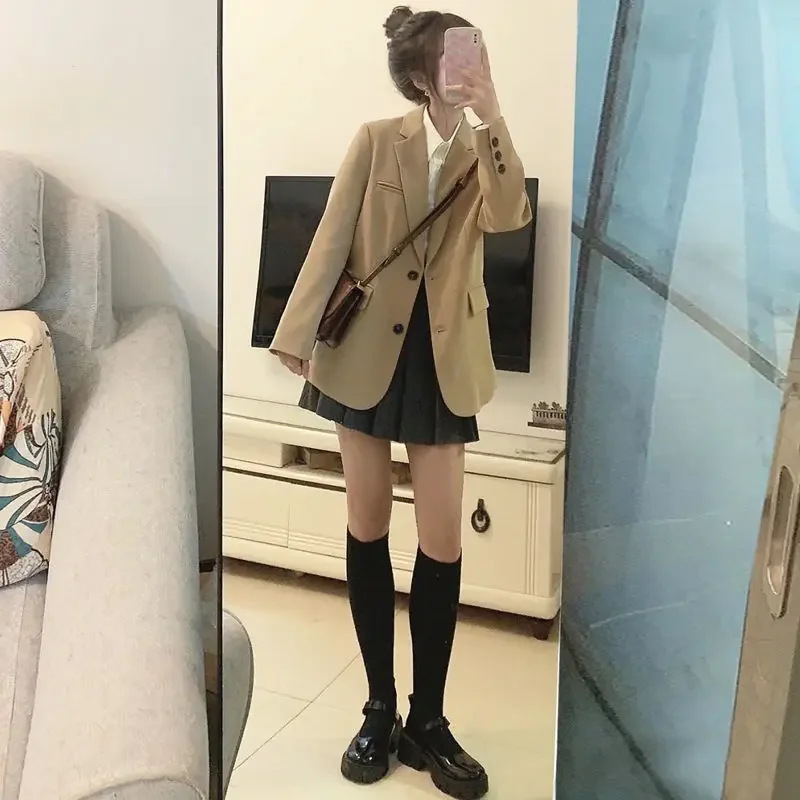 Кофейный женский Костюмный пиджак весна-осень 2024 универсальная элегантная