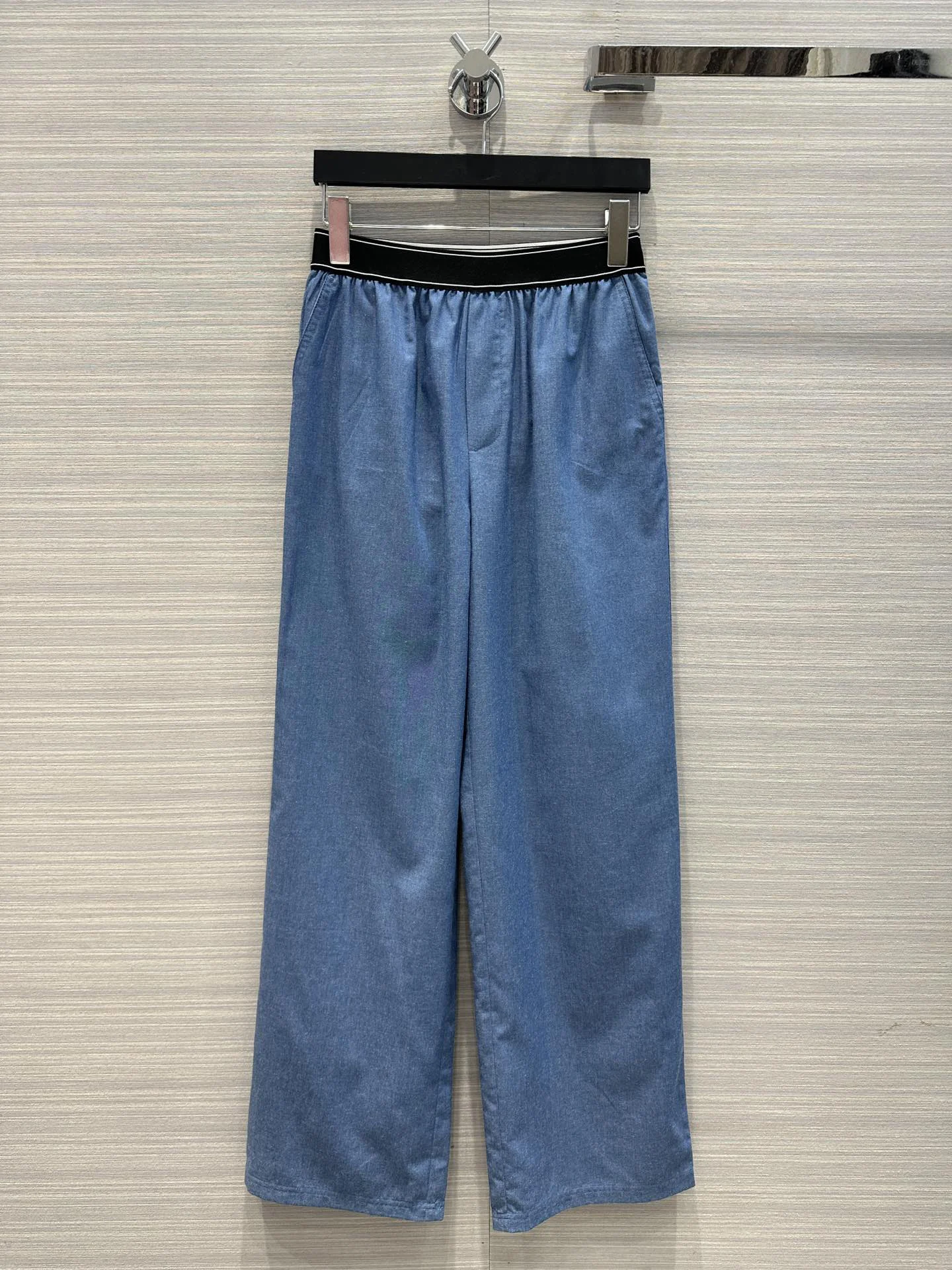 Spring and summer limited new products, webbing waist thin denim wide-leg pants, version of the upper body super thin6.15