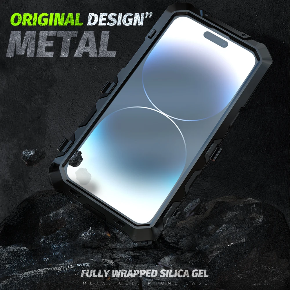 Shockproof Doom Armor Metal Case For iPhone 14 Pro MAX 14 Plus Aluminum Bumper Hybrid Rugged 360 Full Screen Protection Cover